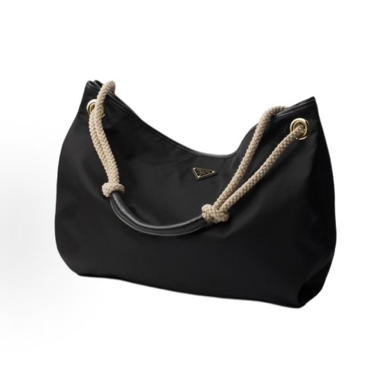 PRADA Mariner Mariner enamel metal triangular logo contrasting color design single-shoulder bag, large black for women